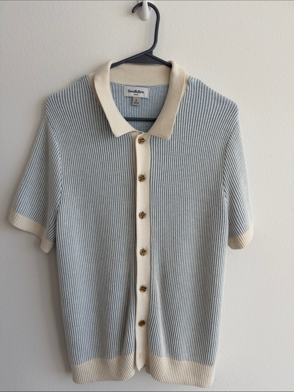 Goodfellow & Co Short-Sleeve Knit Cardigan - Light Blue & Cream